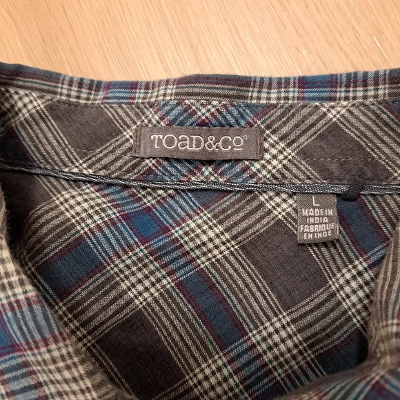 Toad & Co Grey Blue Plaid Organic Cotton Long Sleeve Smythy LS Shirt Size 2XL - Picture 6 of 8